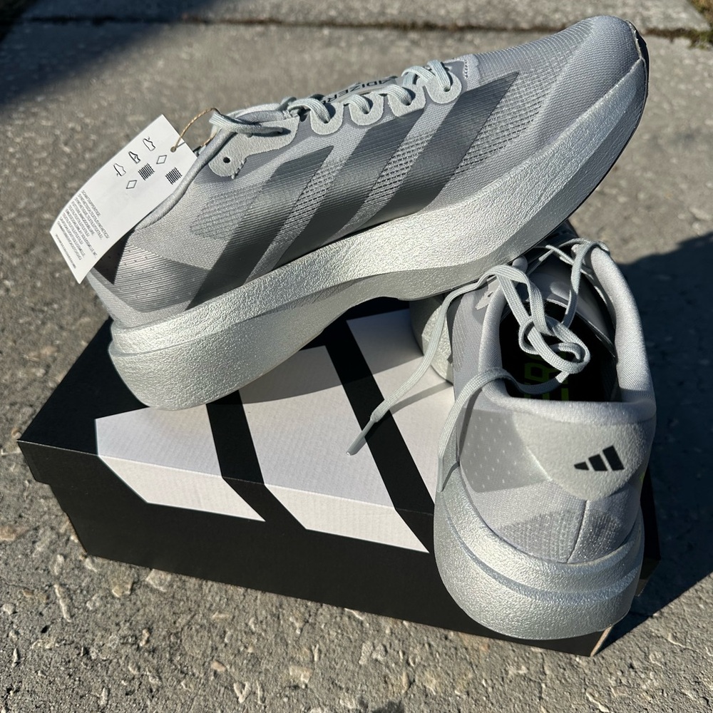 Adidas Men's Adizero EVO SL Running Shoes Silver Metallic Multiple Sizes Read - Picture 8 of 11